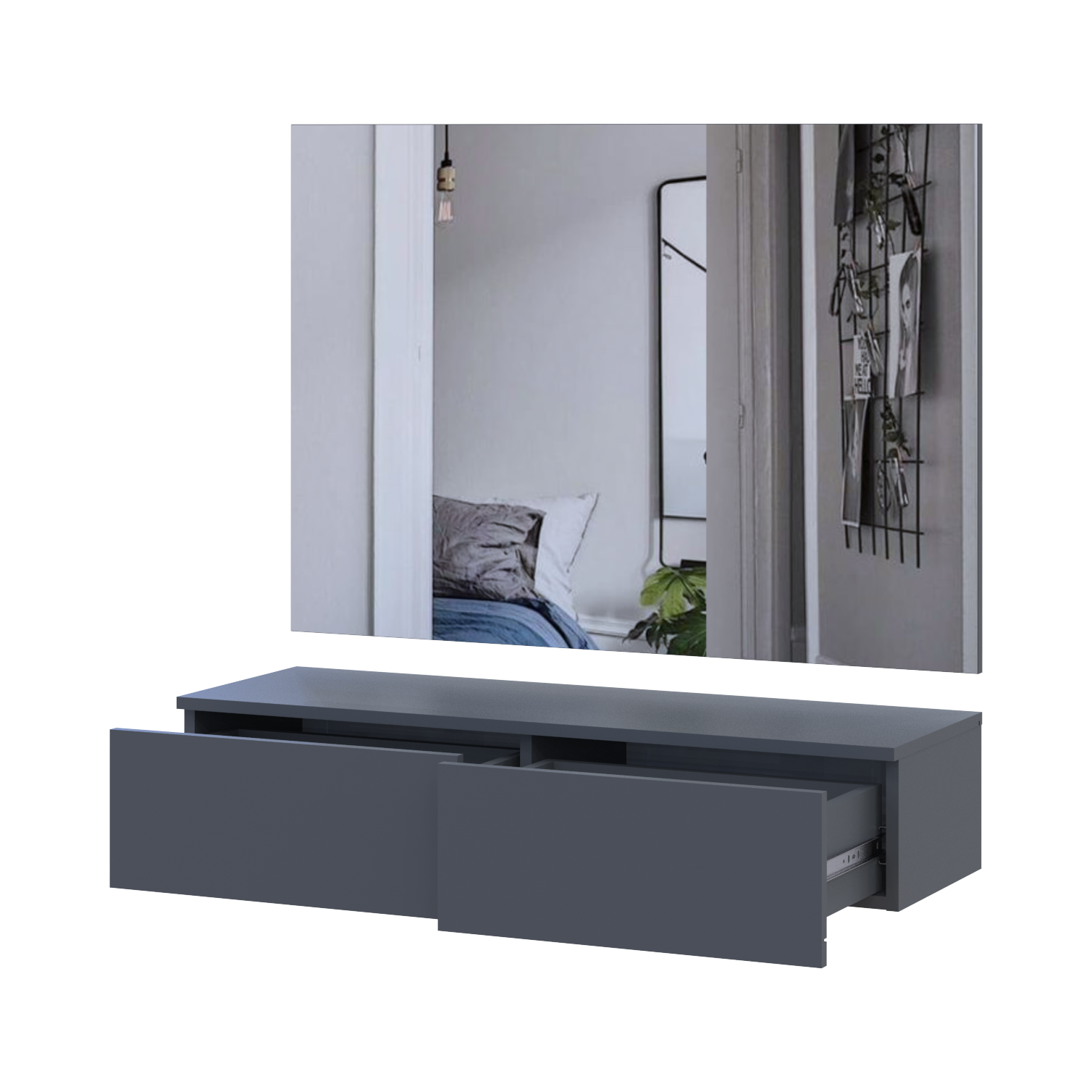 Тумба и зеркало Doros Левия 100х32х100 см Графит (42005236)