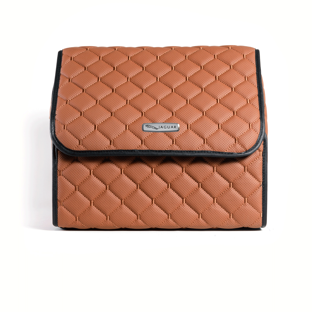 Сумка-органайзер с лого Jaguar в багажник CarsBAG Экокожа 30x35x30 см Коричневый (acb-1036-3-30х35х30-4)