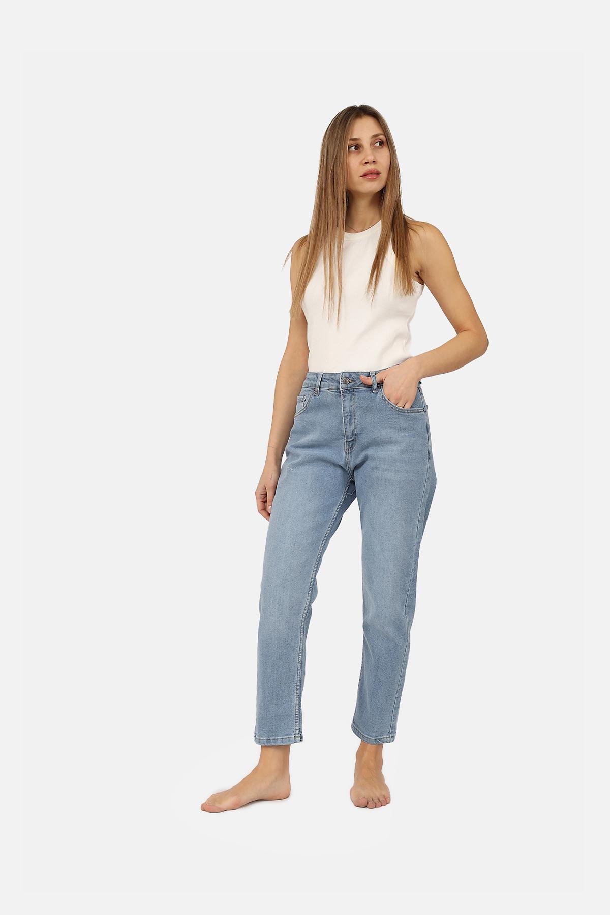 Джинсы женские Mom ЦБ-00270122 р. 42 Голубой (SKT001045554)