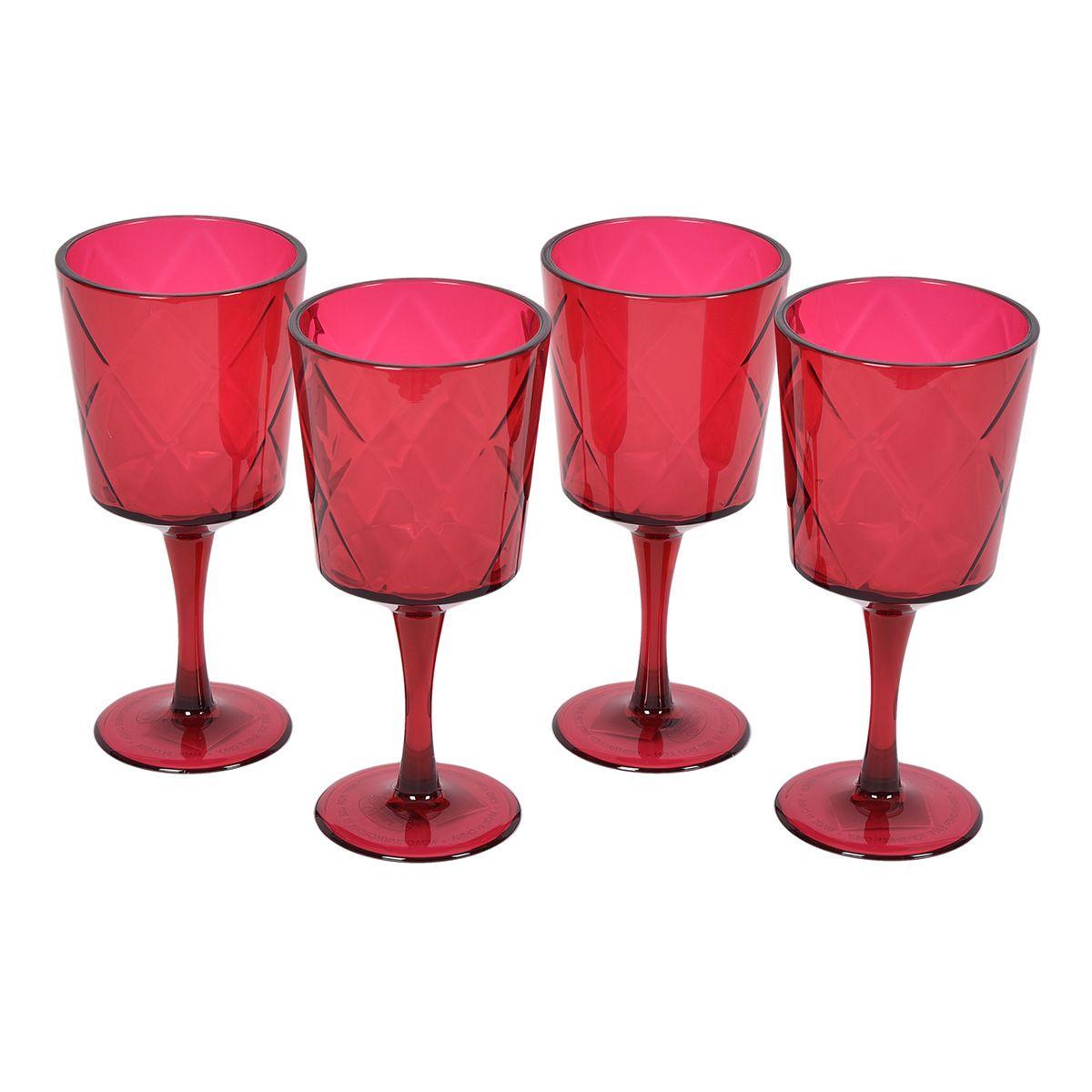 Набір келихів Certified International Алмазні грані із акрилового скла 410 мл/4 шт. Червоний (20443-set) - фото 5 Набір келихів Certified International Алмазні грані із акрилового скла 410 мл/4 шт. Червоний (20443-set) - фото 5