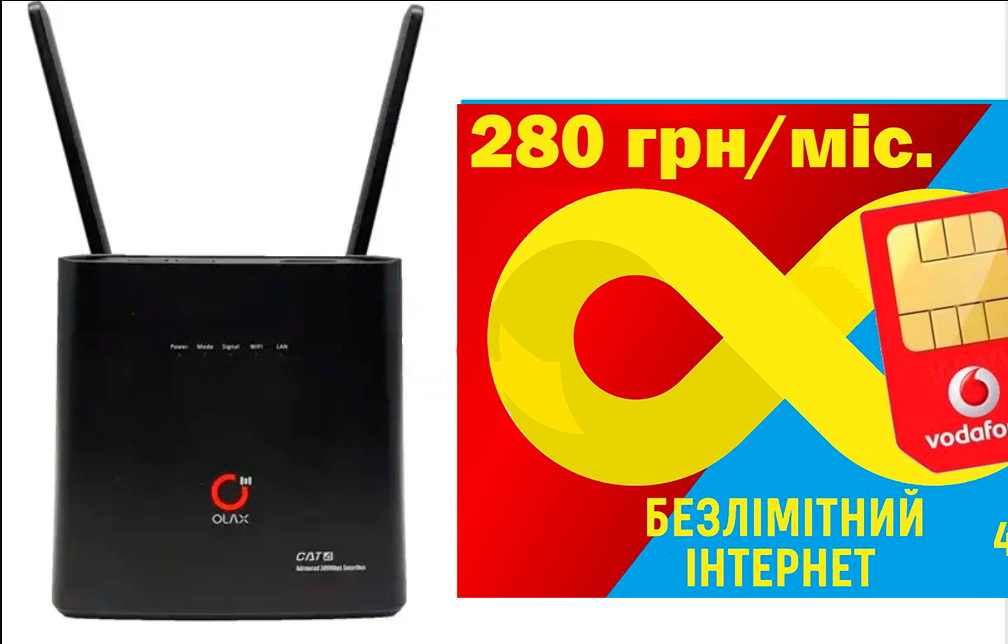 Роутер стаціонарний WI-FI 3G/4G LTE OLAX AX9 PRO 4000 мАг/Безлімітний стартовий пакет Vodafon інтернет