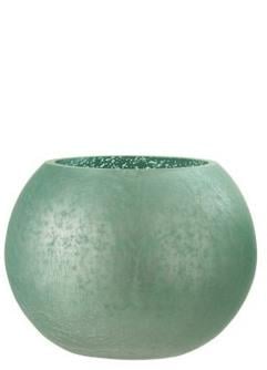 Подсвечник стеклянный J-LINE с эффектом разбитого стекла 15х15 матовый Зеленый (382)