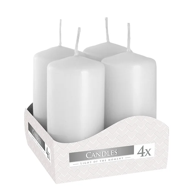 Комплект свечек цилиндров Flora Bispol 4 шт. 8 см. Белый (27371)