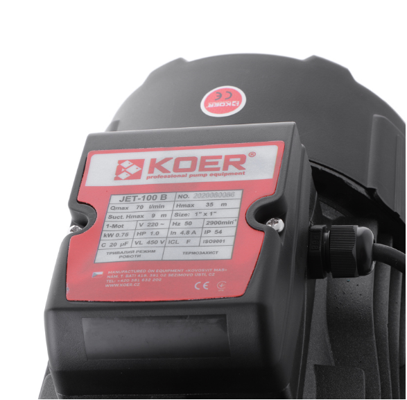 Насос поверхностный самовсасывающий KOER JET-100B (17842416) - фото 3 Насос поверхностный самовсасывающий KOER JET-100B (17842416) - фото 3