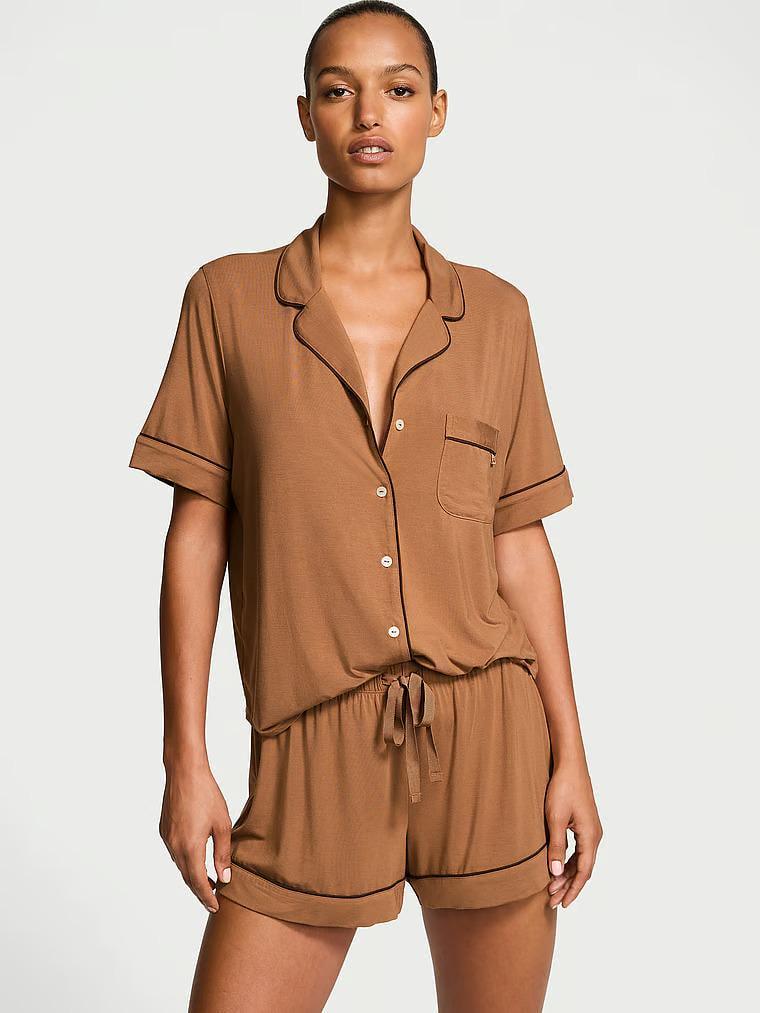 Піжама сорочка/шорти модал Victoria's Secret Modal Short PJ Set XS Коричневий (26887957)