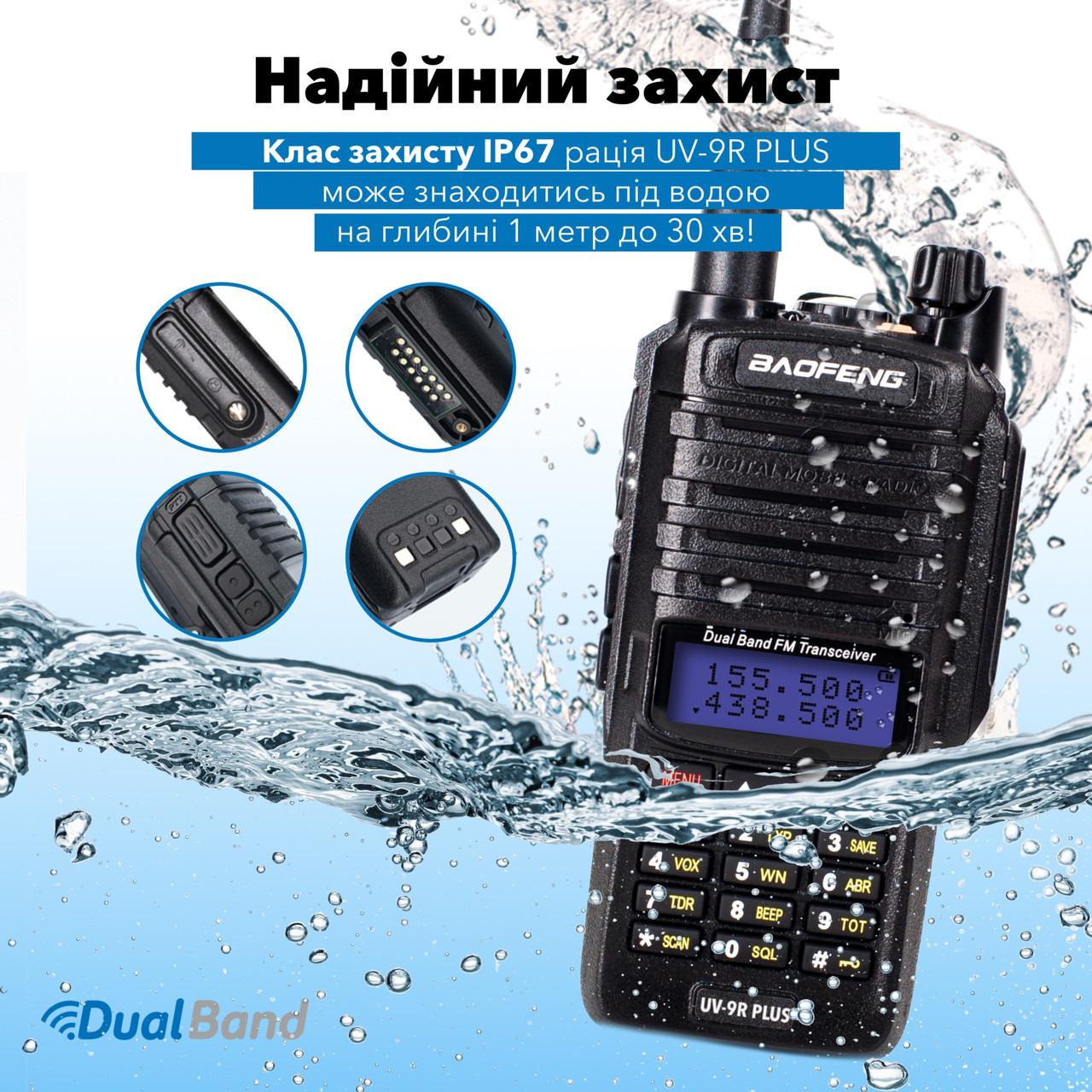 Рация Baofeng UV-9R PLUS MK1 8 Вт IP67 в комплекте с отстегивающимся ремешком на шею Mirkit (8217) - фото 5