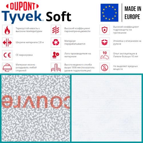 Супердиффузионная мембрана Tyvek Soft 1,5х50 м (8914995) - фото 7