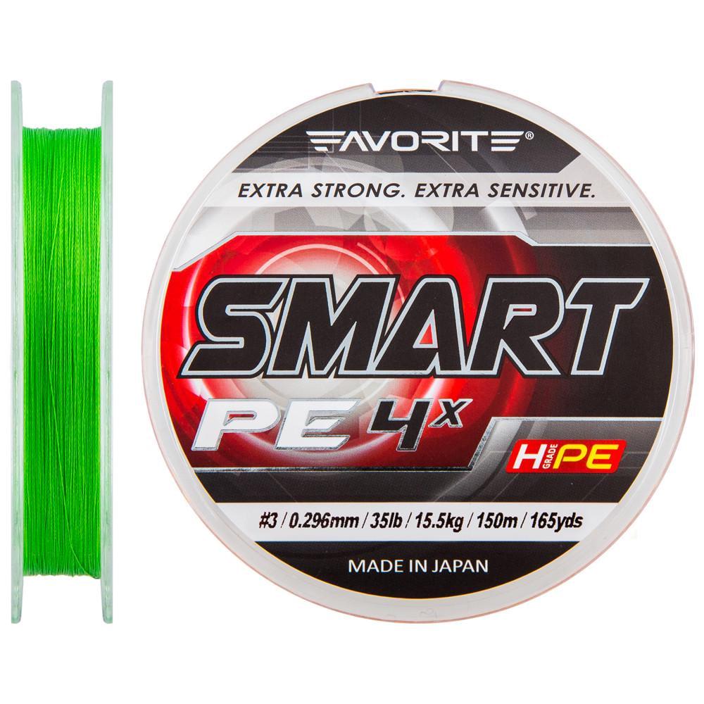 Шнур Favorite Smart PE 4x #3,0/0,296 мм 15,5 кг 150 м Салатовый (1285944370)