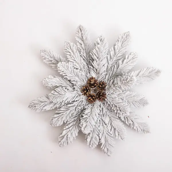 Свічник-вінок на 1 свічку з декором засніжений Білий - фото 2