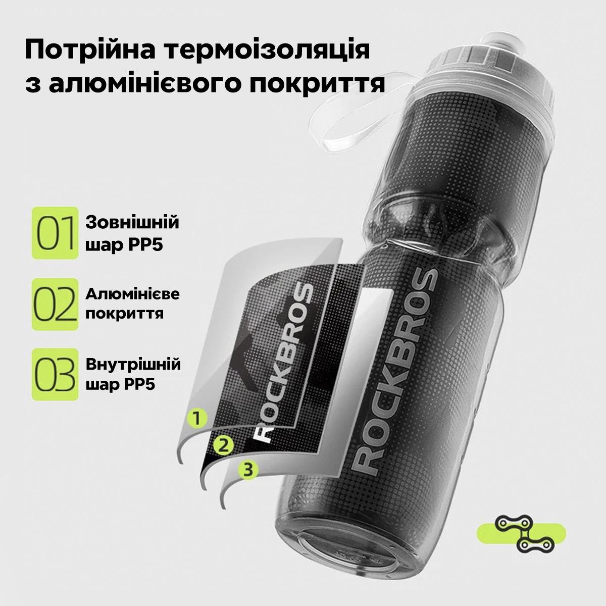 Велофляга термо ROCKBROS CIWB70 з пилозахисним ковпачком Фіолетовий (RB-CIWB70-4768) - фото 13 Велофляга термо ROCKBROS CIWB70 з пилозахисним ковпачком Фіолетовий (RB-CIWB70-4768) - фото 13