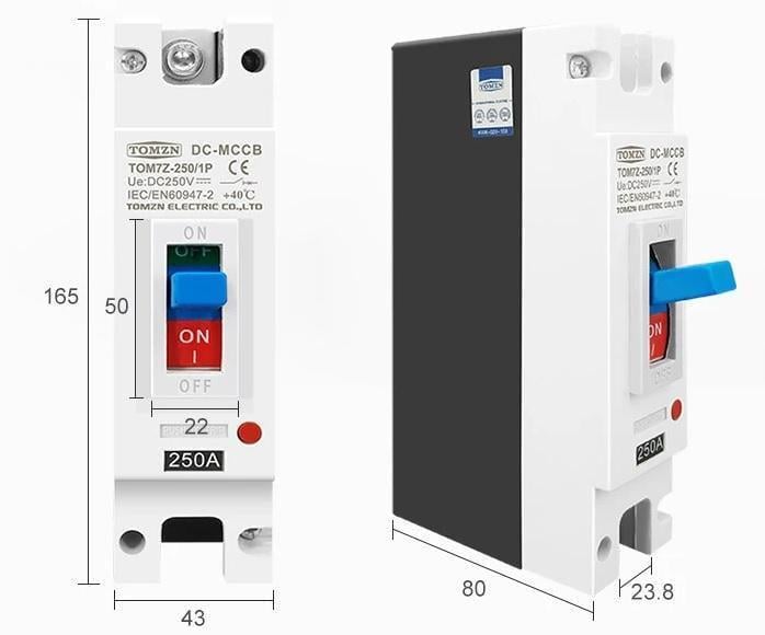 Вимикач постійного струму TOMZN автоматичний DC 100A великорозмірний під болтове під'єднання до 250V (101658506) - фото 2