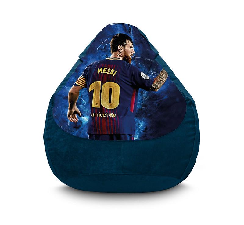 Кресло мешок iPuff Football Messi Флок XXL 90х125 см Синий
