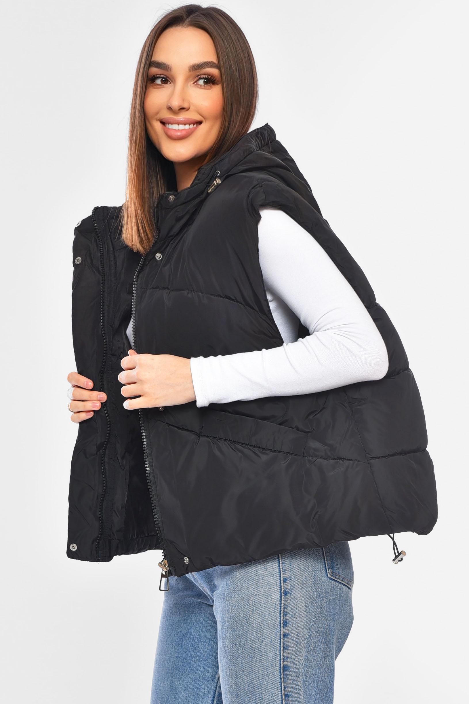 Жилетка жіноча однотонна 200308 L Чорний - фото 2 Жилетка жіноча однотонна 200308 L Чорний - фото 2