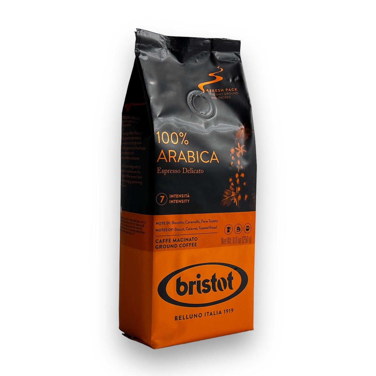 Кофе молотый BRISTOT espresso delicato 100% арабика для гейзерных турок 250 г (1971535519)