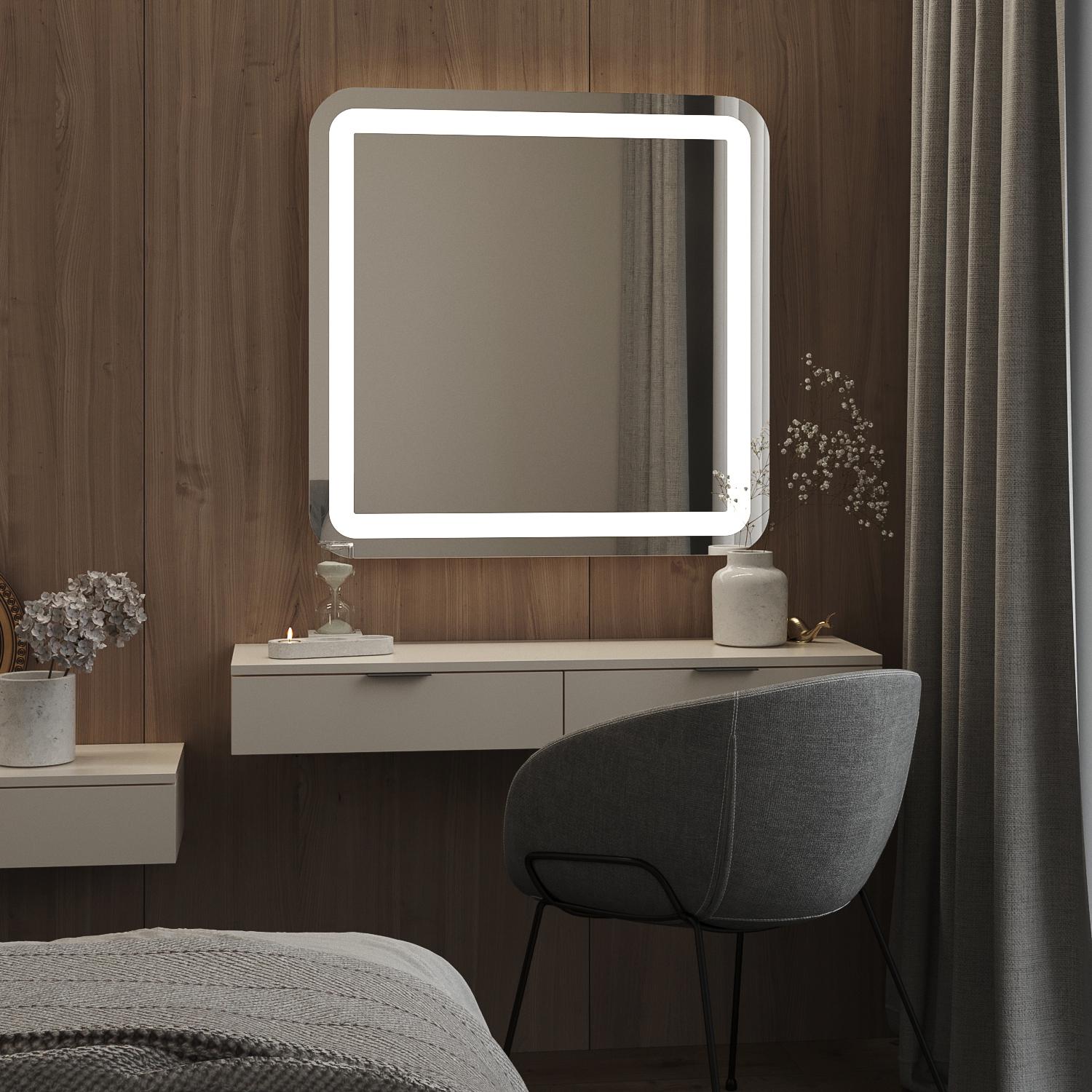 Зеркало с подсветкой Moreli София/Эльче 800х600 мм и кнопочным управлением