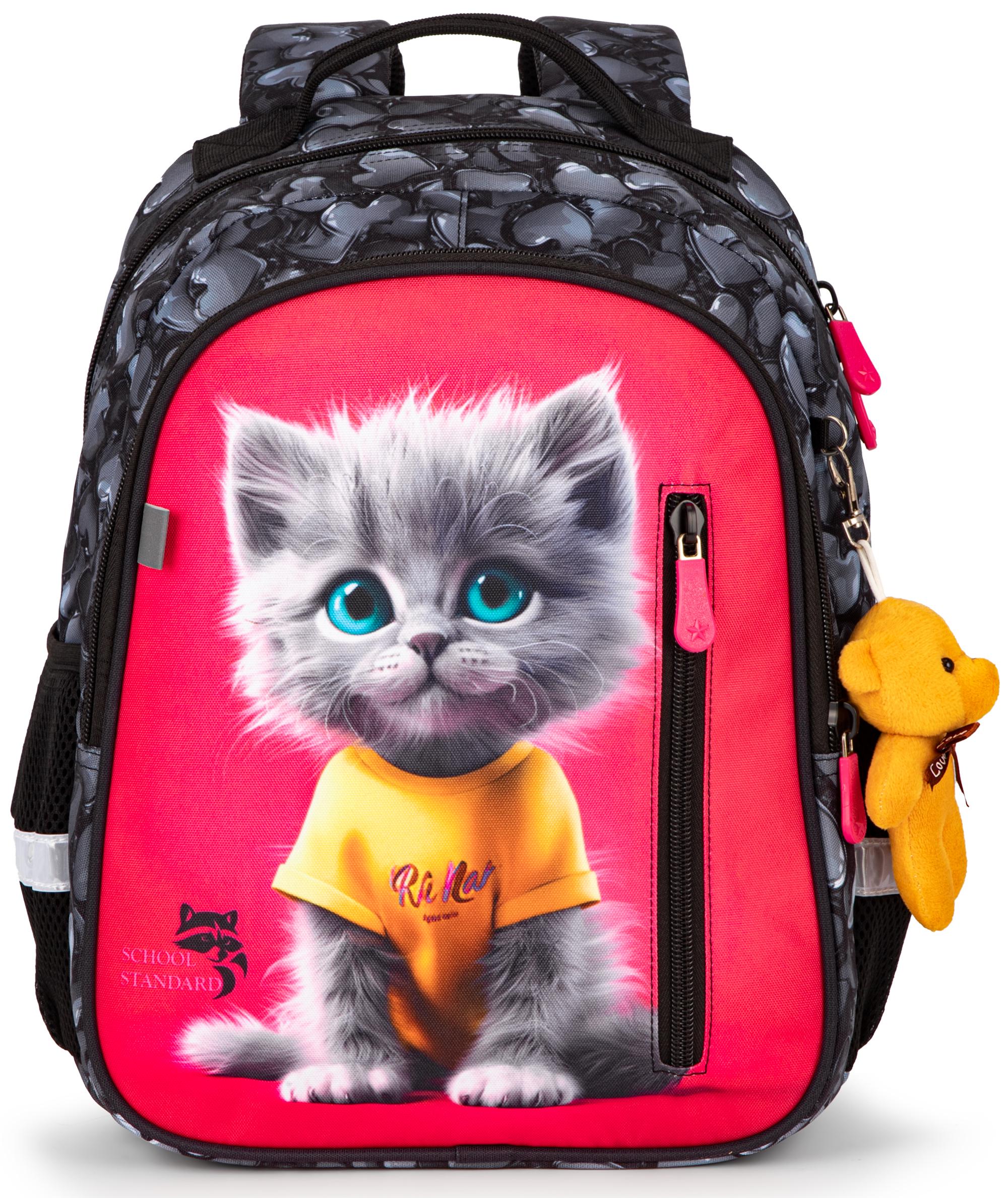 Шкільний рюкзак для дівчинки School Standard Котик ортопедичний для 1-4 класу 38х28х16 см (160-9) - фото 2