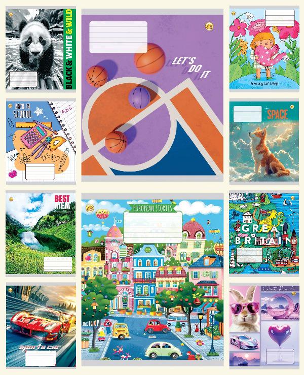 Зошити учнівські Тетрада Мікс 1 24 аркуша лінія 20 шт. в упаковці