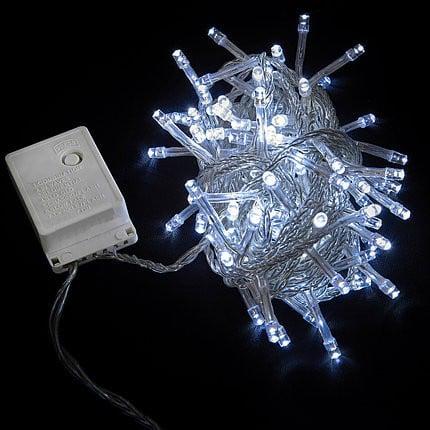 Електрогірлянда внутрішня біла вбудований світлодіод (LED) 200 ламп 12 м з контролером прозорий провід