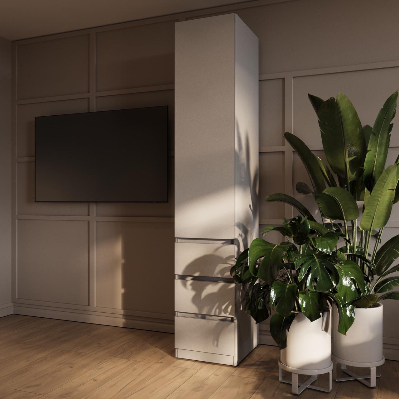 Пенал MEBEX с 3 ящиками и держателем для одежды 40х50х210 см Серый светлый (VL3B1S3400LG) - фото 1 Пенал MEBEX с 3 ящиками и держателем для одежды 40х50х210 см Серый светлый (VL3B1S3400LG) - фото 1