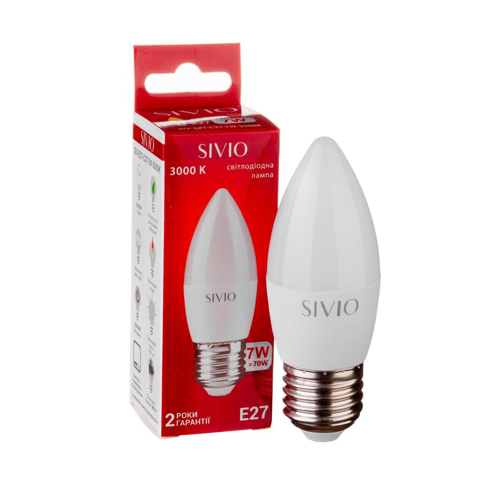 Лампа LED SIVIO Е27 С37 тепла 7 W 3000К Білий