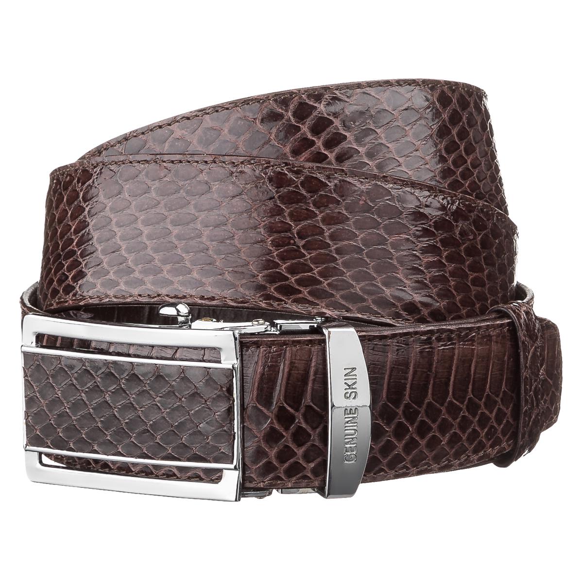 Ремень автомат Snake leather 18166 из натуральной кожи кобры Коричневый