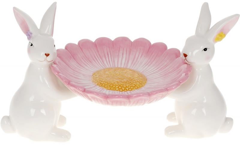 Блюдо керамическое Милые Кролики Ø 25,5 см Белый/Розовый (32326234)