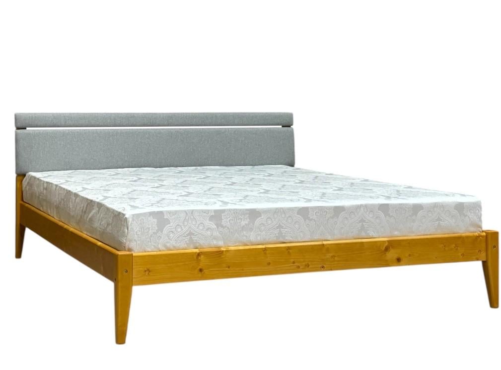 Кровать двуспальная деревянная Скиф Л-258 с мягким изголовьем 140х190 см Янтарь/Твист-18 (28449207)