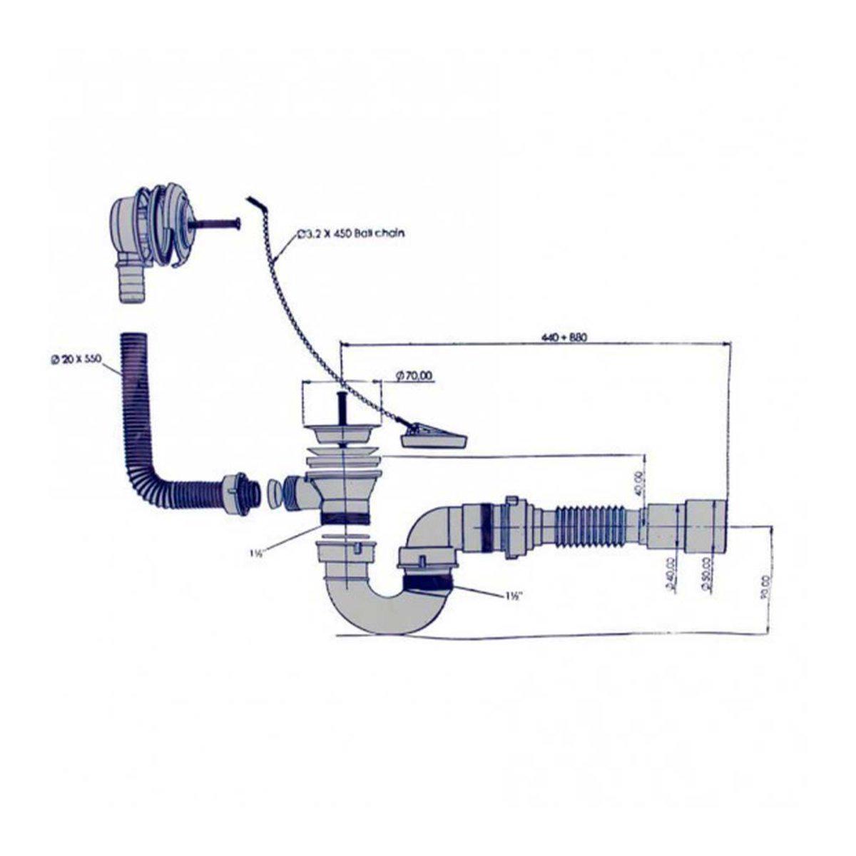 Сифон для ванны Bakimay выпуск 70 мм (PUD-1520) - фото 3 Сифон для ванны Bakimay выпуск 70 мм (PUD-1520) - фото 3