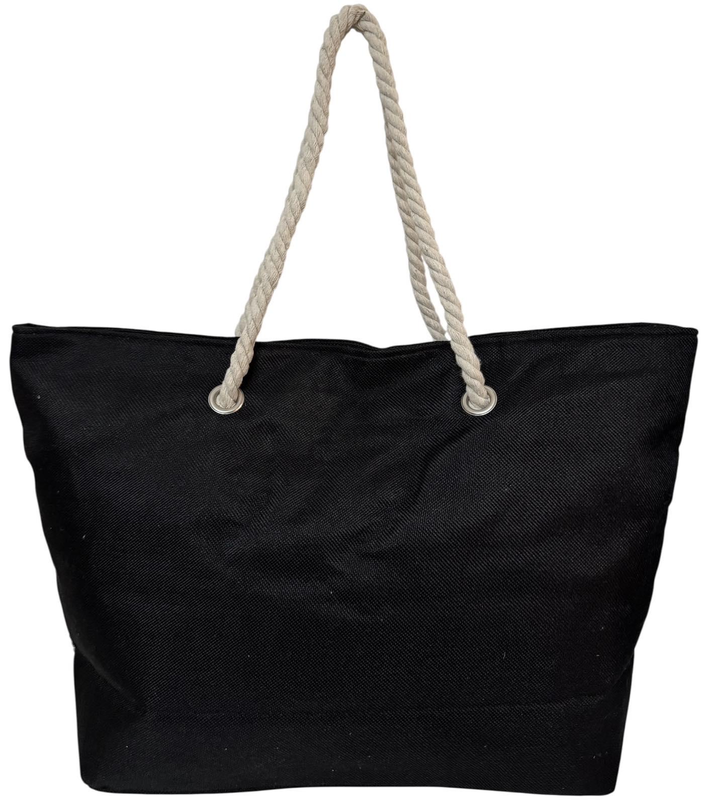 Сумка пляжна жіноча з тканини на блискавці Чорний (2061) - фото 3 Сумка пляжна жіноча з тканини на блискавці Чорний (2061) - фото 3