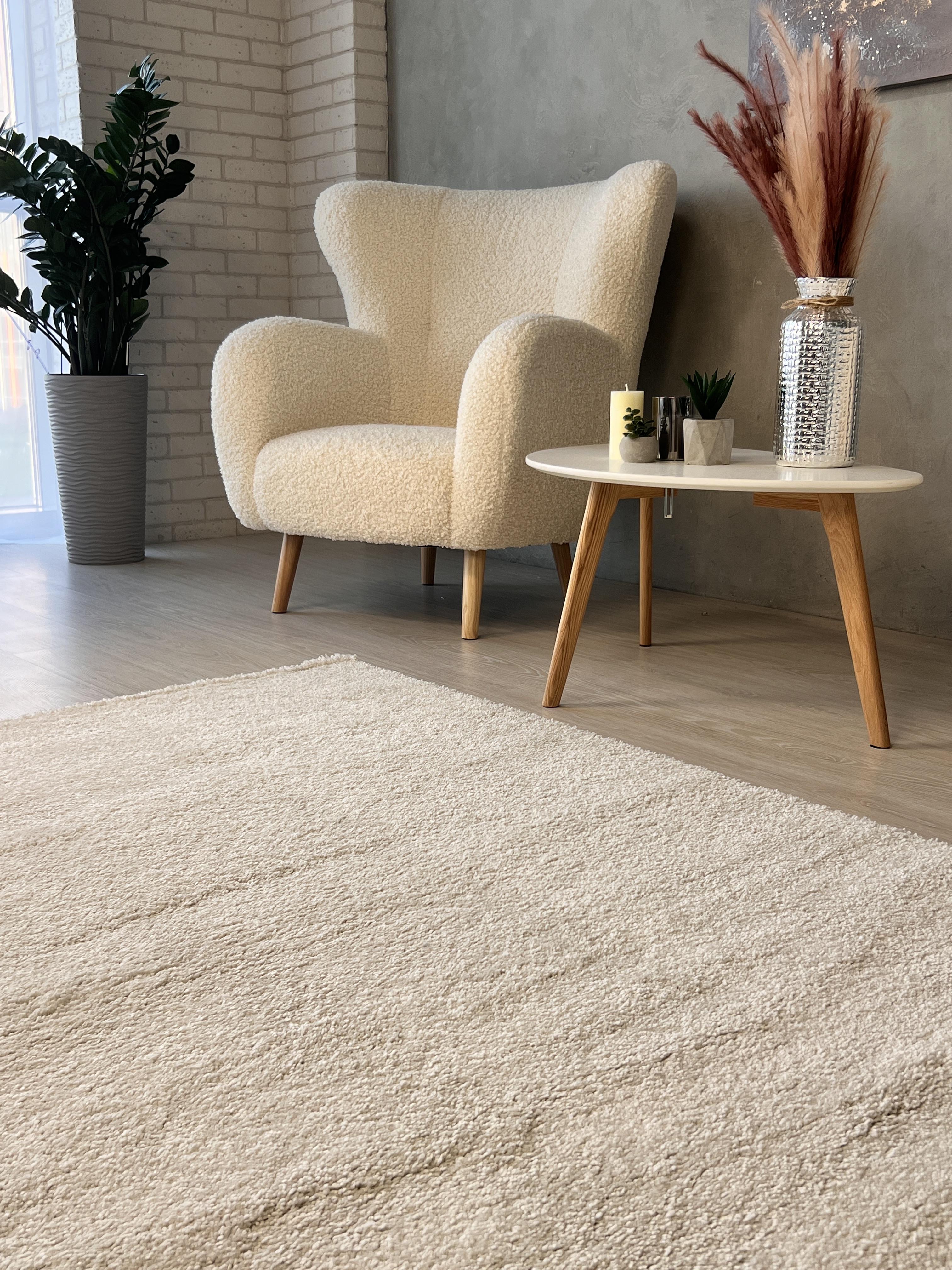 ᐉ Пушистый ковер Super Softness шегги 160x230 см Кремовый/Белый