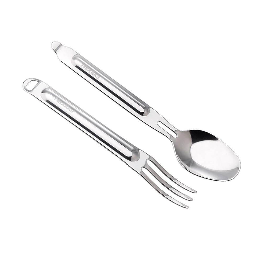 Набір туристичний виделка/ложка NexTool Stainless Steel Portable Tableware - фото 1