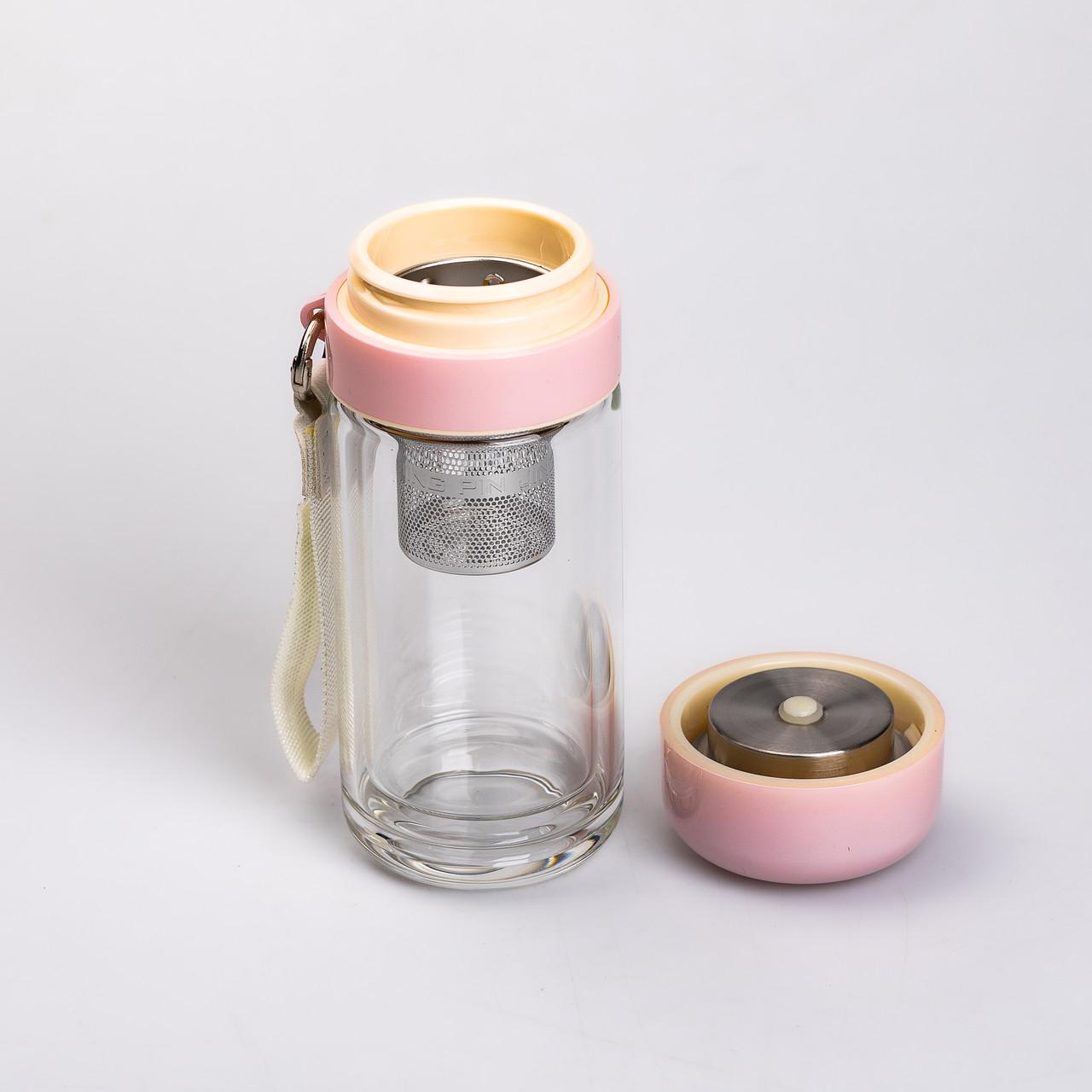 Термос скляний Hexagram з подвійними стінками та заварником 240 мл Рожевий (HP-14-40P) - фото 3 Термос скляний Hexagram з подвійними стінками та заварником 240 мл Рожевий (HP-14-40P) - фото 3