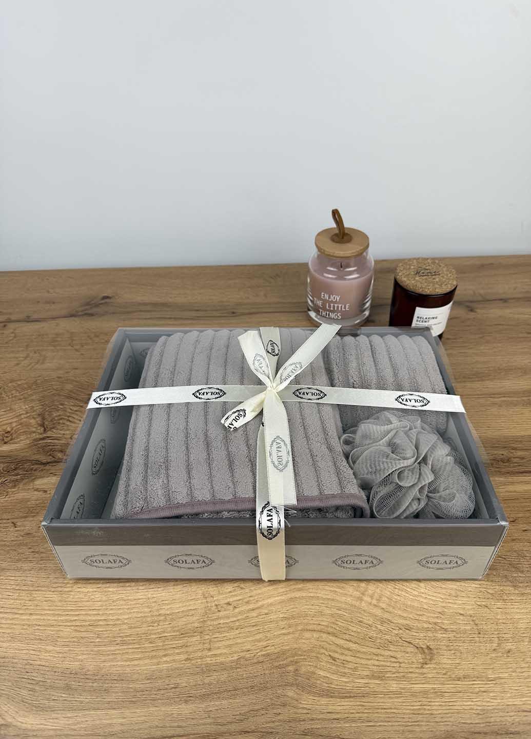 Подарочный набор полотенец из микрофибры Серо-бежевый (37-4) - фото 3 Подарочный набор полотенец из микрофибры Серо-бежевый (37-4) - фото 3