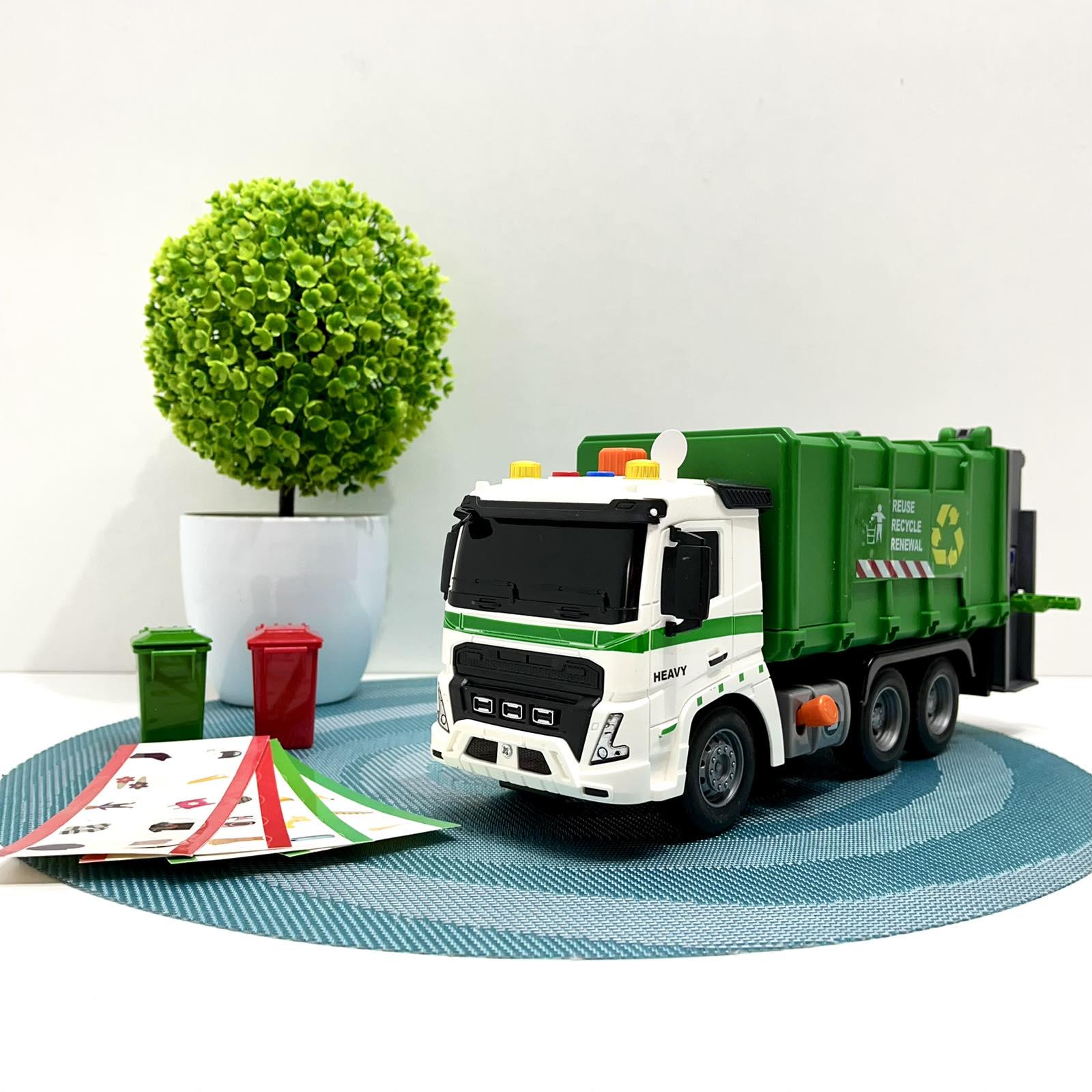 Игрушка инерционная машинка мусоровоз звук/подсветка 1:16 Зеленый (A1110-3-13) Игрушка инерционная машинка мусоровоз звук/подсветка 1:16 Зеленый (A1110-3-13)