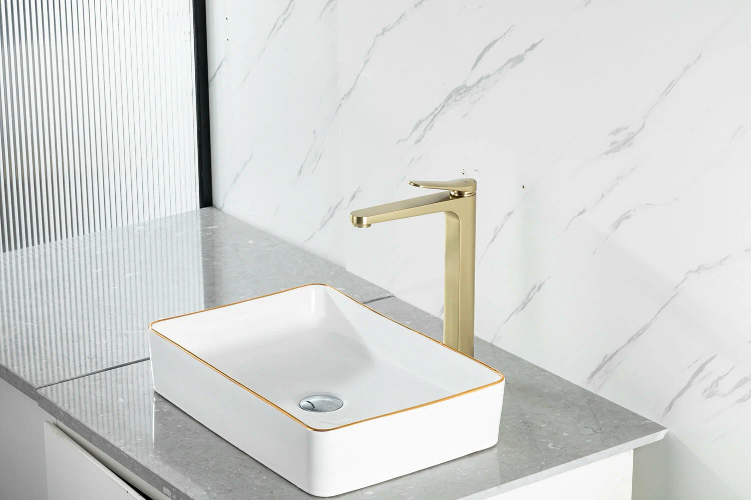 Смеситель для умывальника высокий Gappo G1010-23 Золотой сатин (1055618) - фото 4