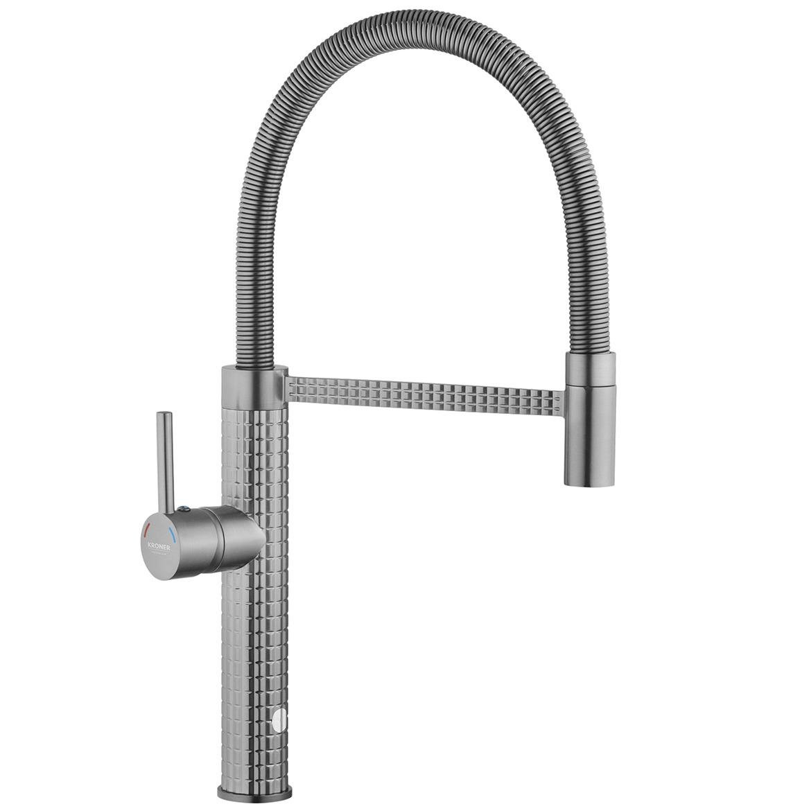 Смеситель для кухни Kroner Ersel CV033803 с гибким изливом Графитовый (234004)