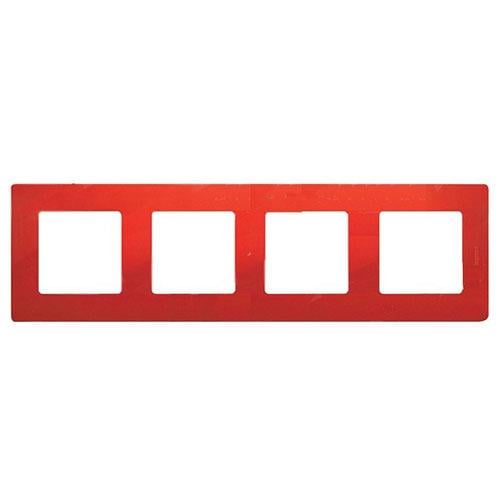 Рамка 4 поста Legrand 672534 Etika пластик Красный (11581161)