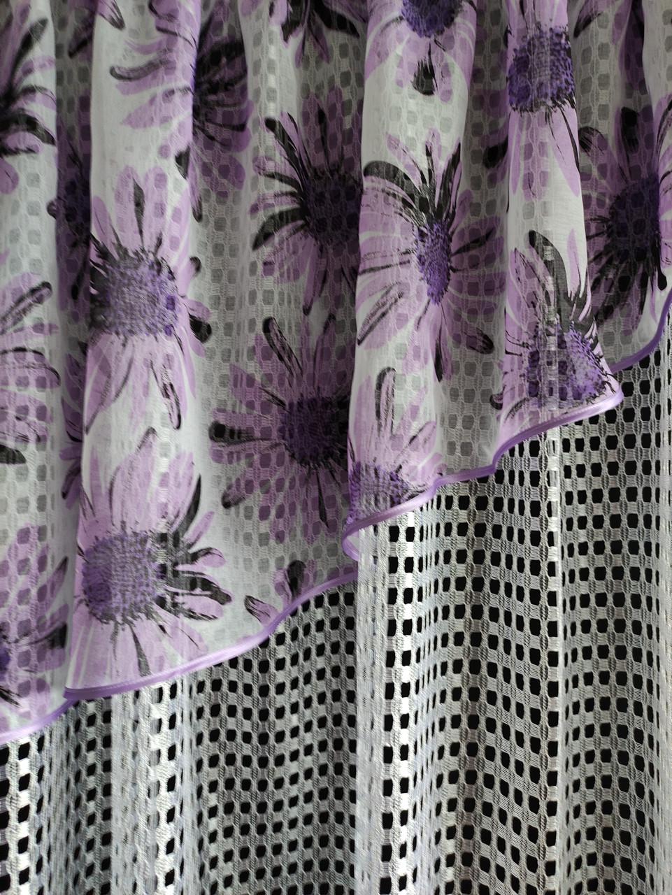 Гардина Полоса сітка і батист 290х165 см Білий/Бузковий (пр-03) - фото 2 Гардина Полоса сітка і батист 290х165 см Білий/Бузковий (пр-03) - фото 2