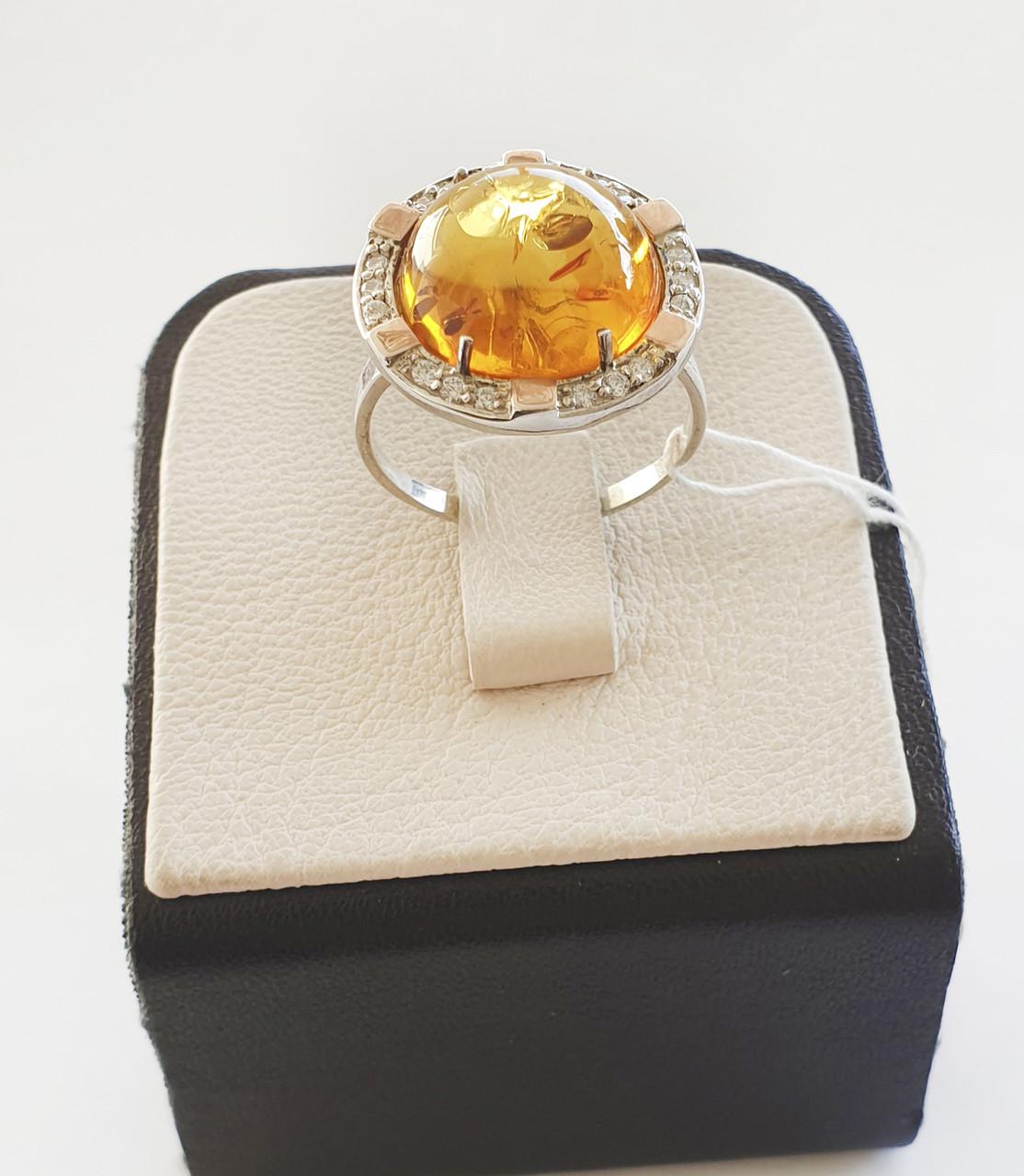 Кольцо серебряное с янтарем р. 20 4,78 г (1227883886)