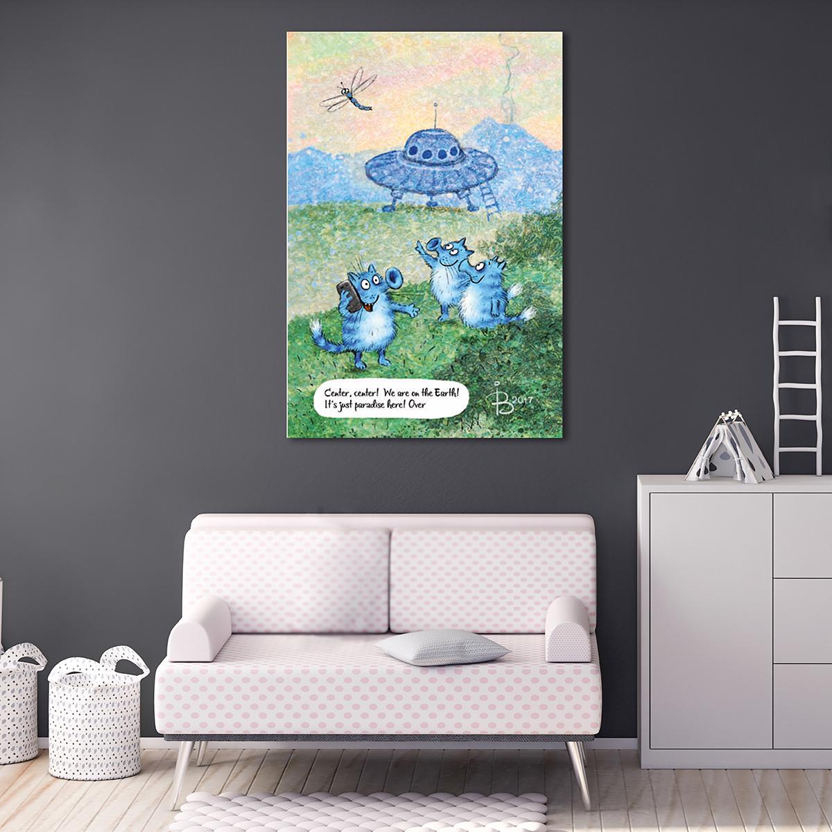 Модульная картина Прилет инопланетян 1 модуль 50x75 см