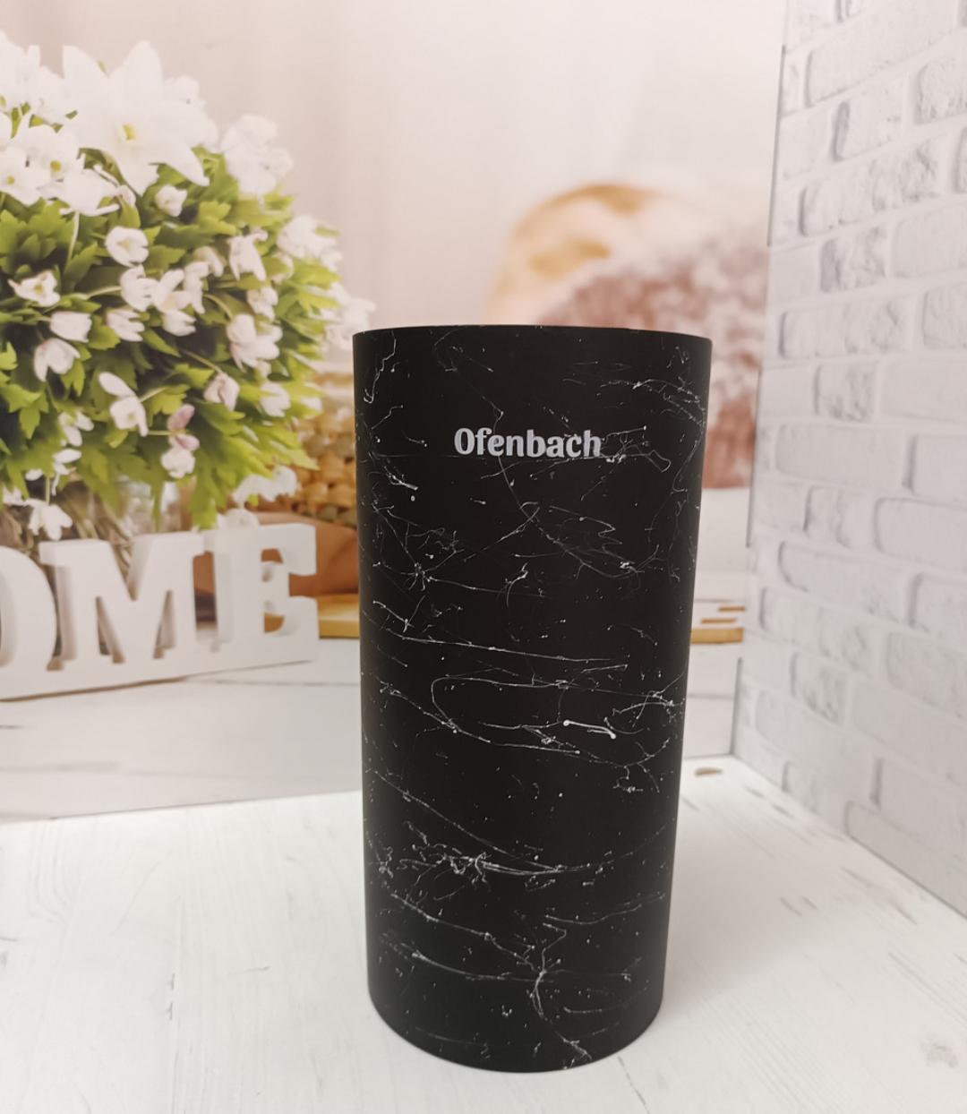 Підставка-колода для кухонних ножів і ножиць Ofenbach кругла 11х11х22 см Black Marble (17923869)