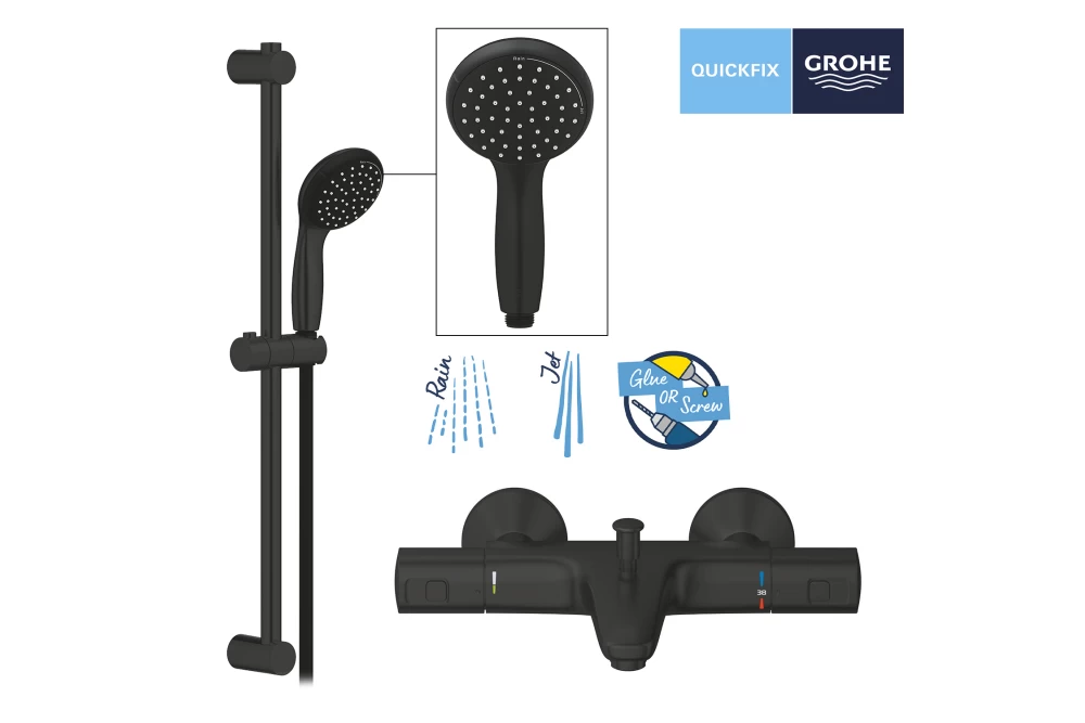 Змішувач для ванни з термостатом Grohe QuickFix Precision Start UA303907T1 Black (374037) - фото 3