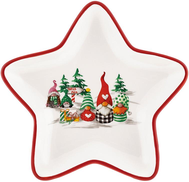 Блюдо сервировочное Гномы с подарками Звезда 22x21 см (BD-DM105-X)