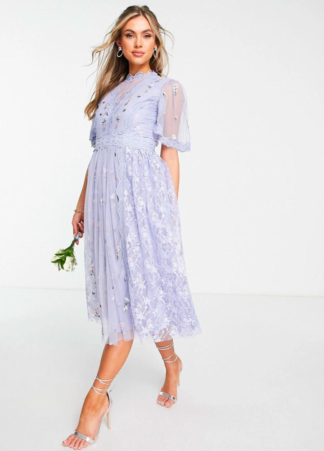 Платье гипюровое с пышной юбкой Frock and Frill 10923 XS Сиреневый (40)