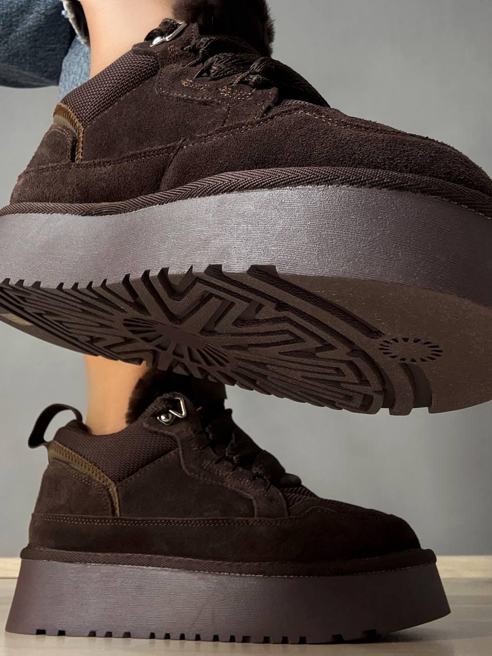 Черевики жіночі Hengji 275-4 уггі замшеві на платформі з хутром р. 36 Коричневий (5832) - фото 2