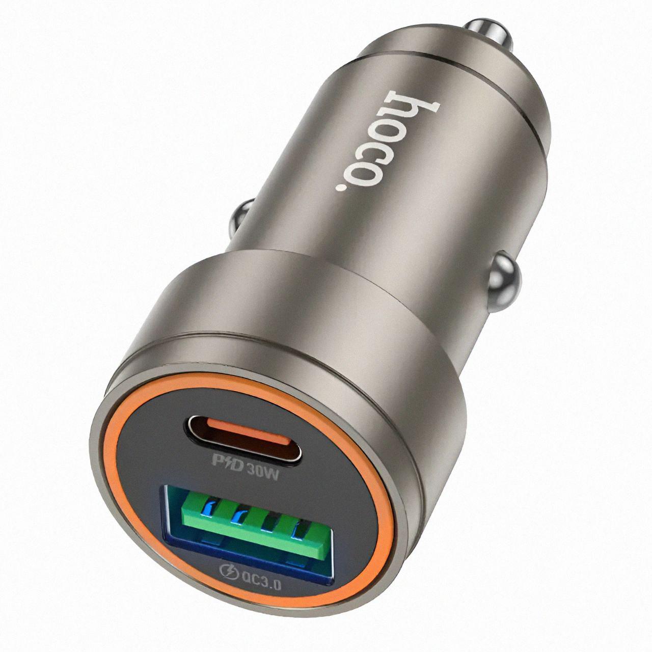 Зарядный автомобильный Hoco Z57A Glorious PD30W/QC3.0 2 USB-порты быстрая зарядка Серый (27731361)