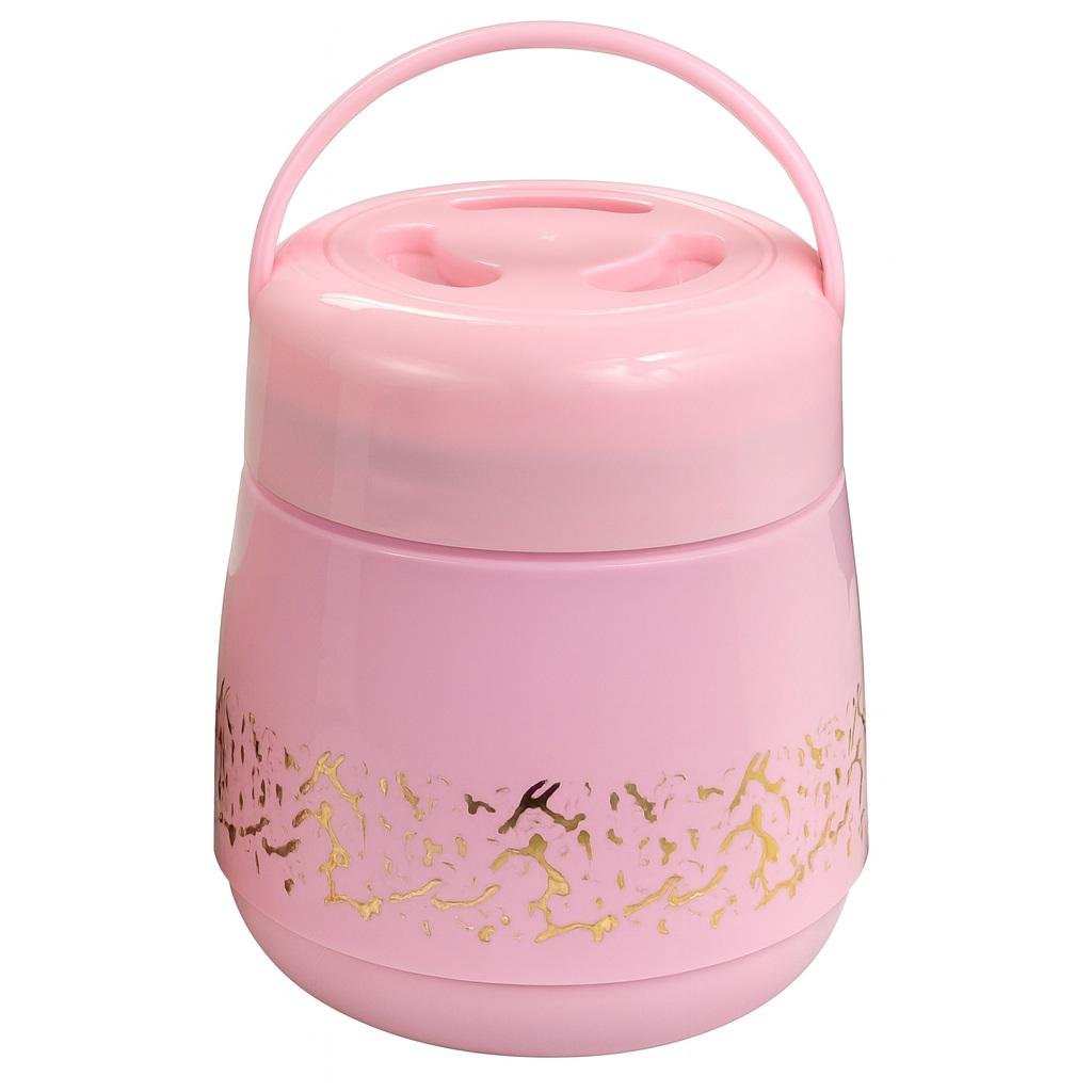 Термос харчовий 1,0 л зі скляною колбою для їжі Pink (32168513)