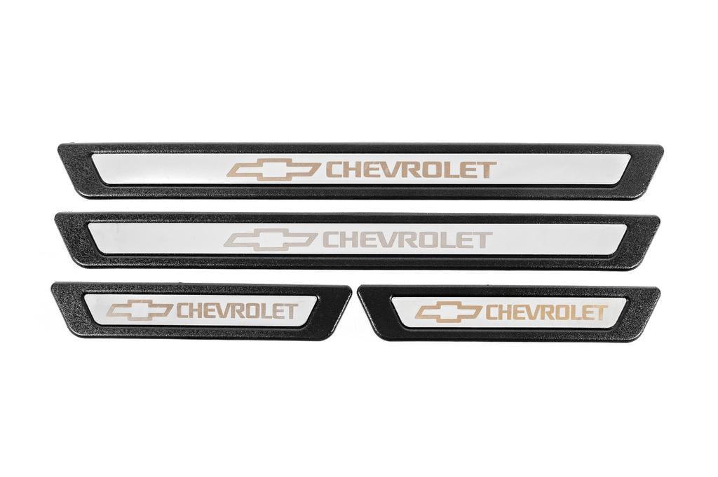 Накладки на пороги Carmos Chevrolet V-3 4 шт. нерж для Chevrolet нержавеющая сталь Хром (131287)