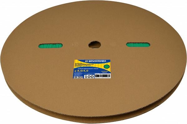 Трубка термоусадочная АСКО Ø8/4 мм 100 м Зеленый (A0150040690)