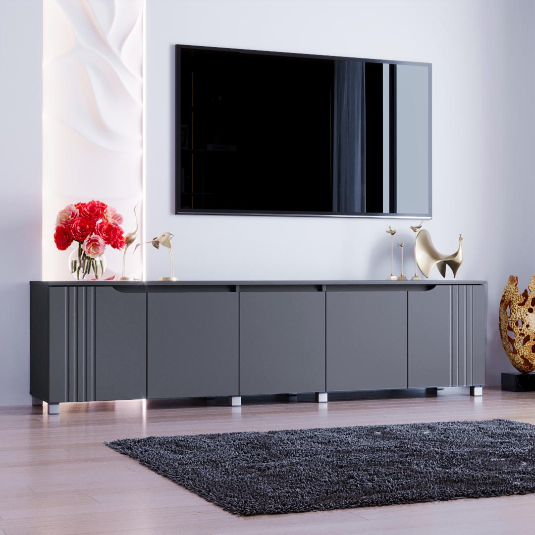 Тумба под ТВ DiPortes Портленд К-235 МДФ 200х53х40 см Антрацитовый/Графитовый (01299) Тумба под ТВ DiPortes Портленд К-235 МДФ 200х53х40 см Антрацитовый/Графитовый (01299)